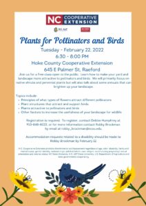 flyer for Plants for Pollinators and Birds