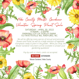 Cover photo for Hoke County Master Gardener Volunteer Spring Plant Sale April 30th