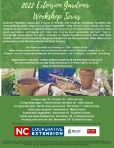 2022 Extension gardener workshop series flyer.