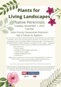 Plants for Living Landscapes. Native Perennials. Tuesday, November 1, 2022.