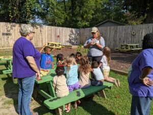 Amanda Wilkins, Lee County Horticulture Agent teaches a gardening class at a childcare center as part of the county’s Farm to ECE initiative. Photo from Lee County Cooperative Extension.